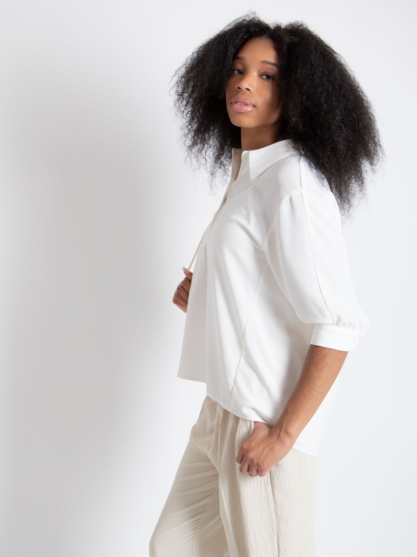 Basic Collar 3/4 Blouse