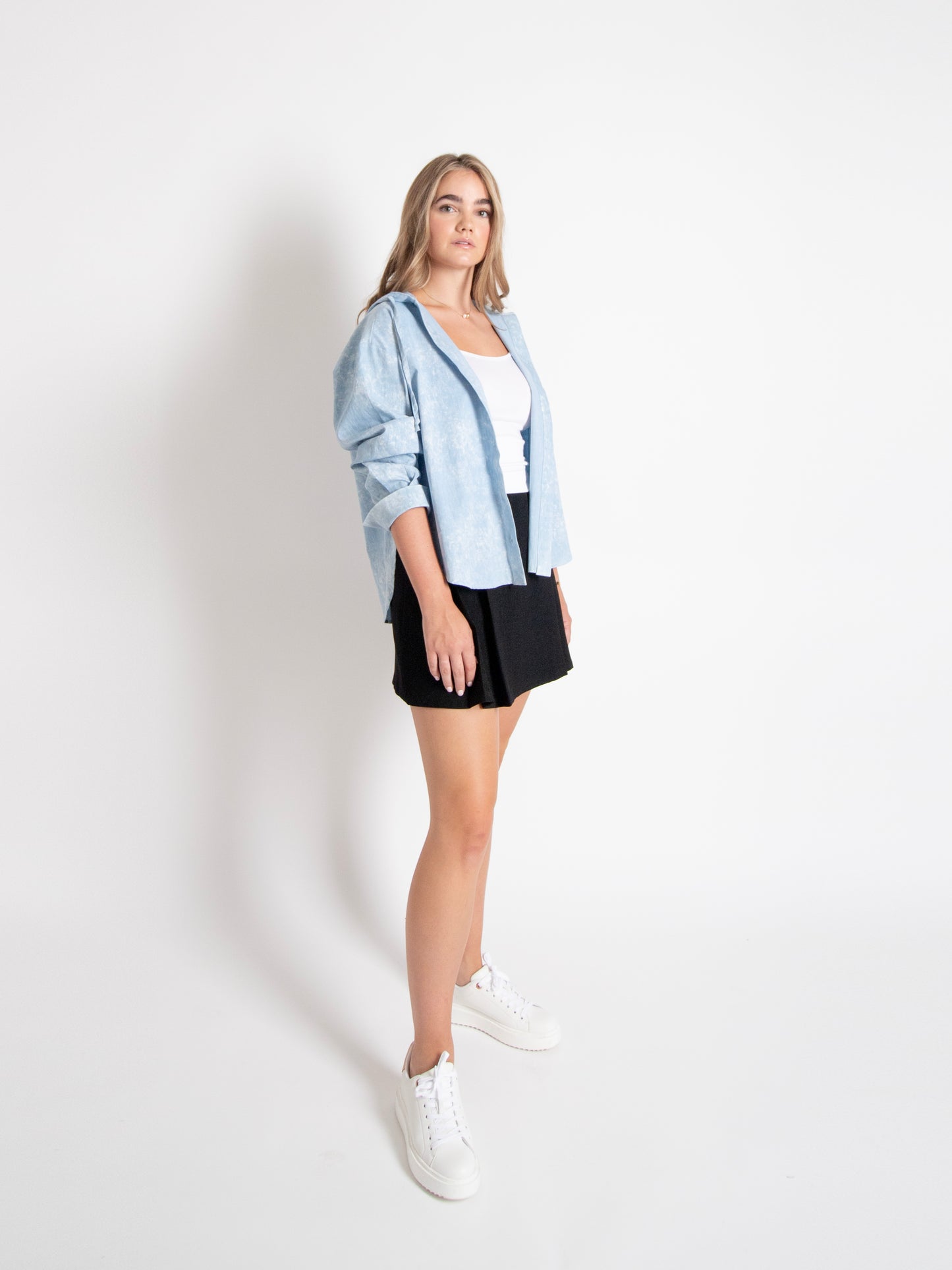 Denim Hooded Shirt