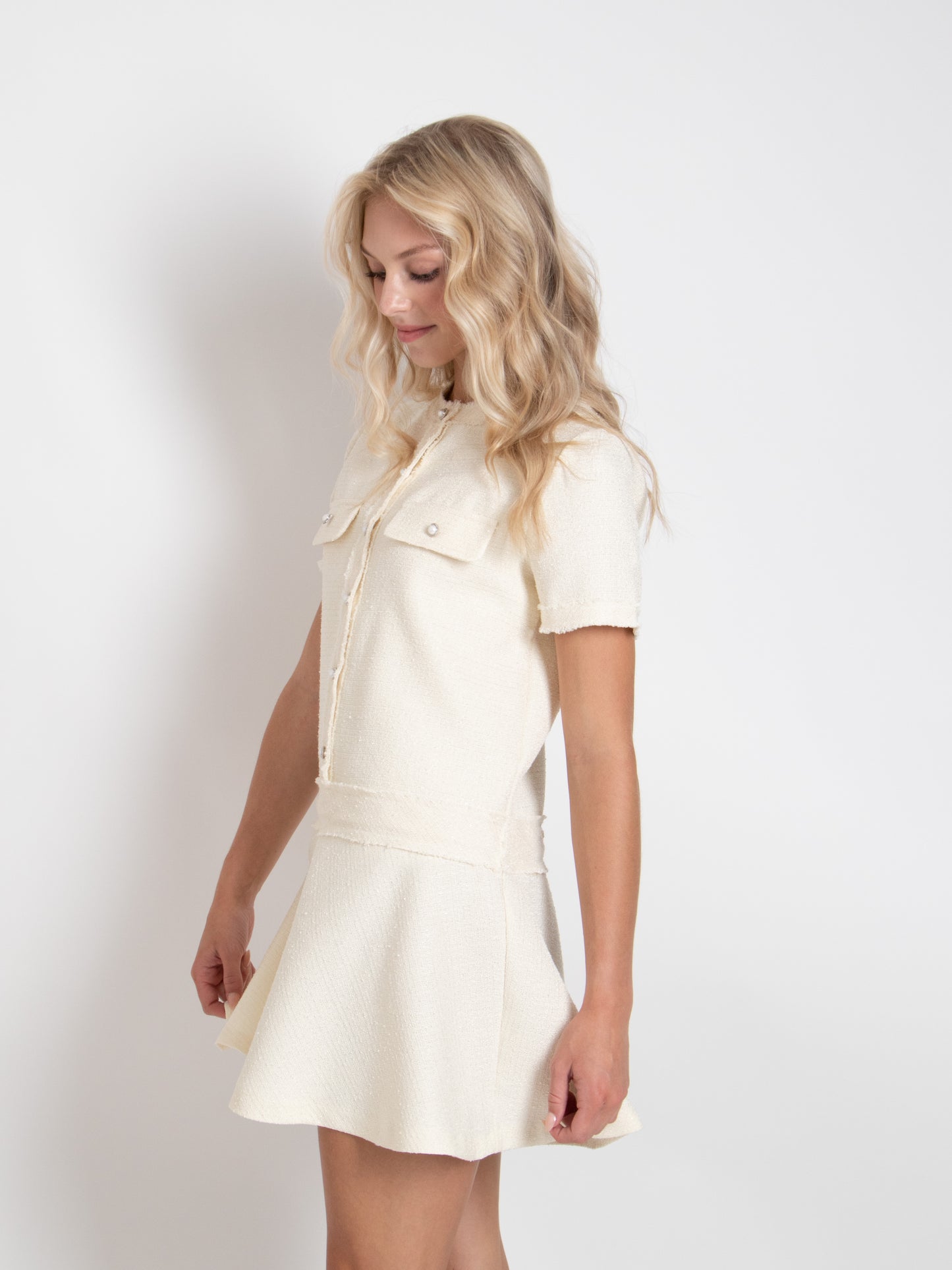 Button Tweed Dress