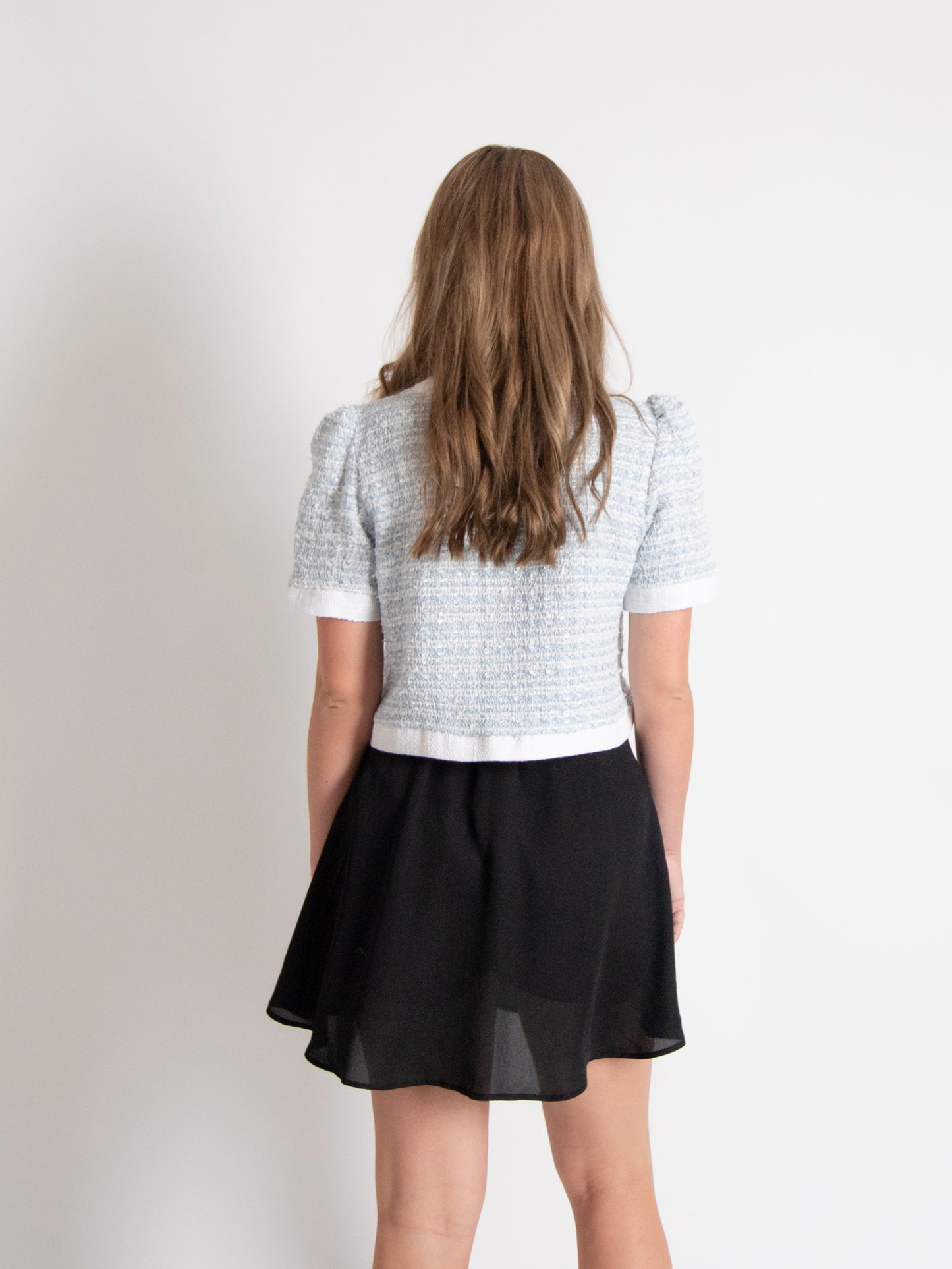 Tweed Short-Sleeve Blouse