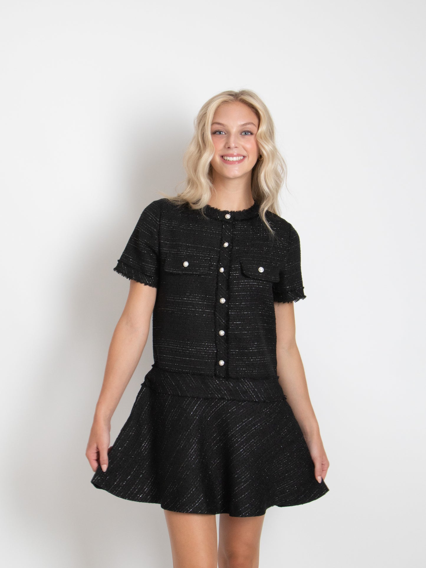 Button Tweed Dress