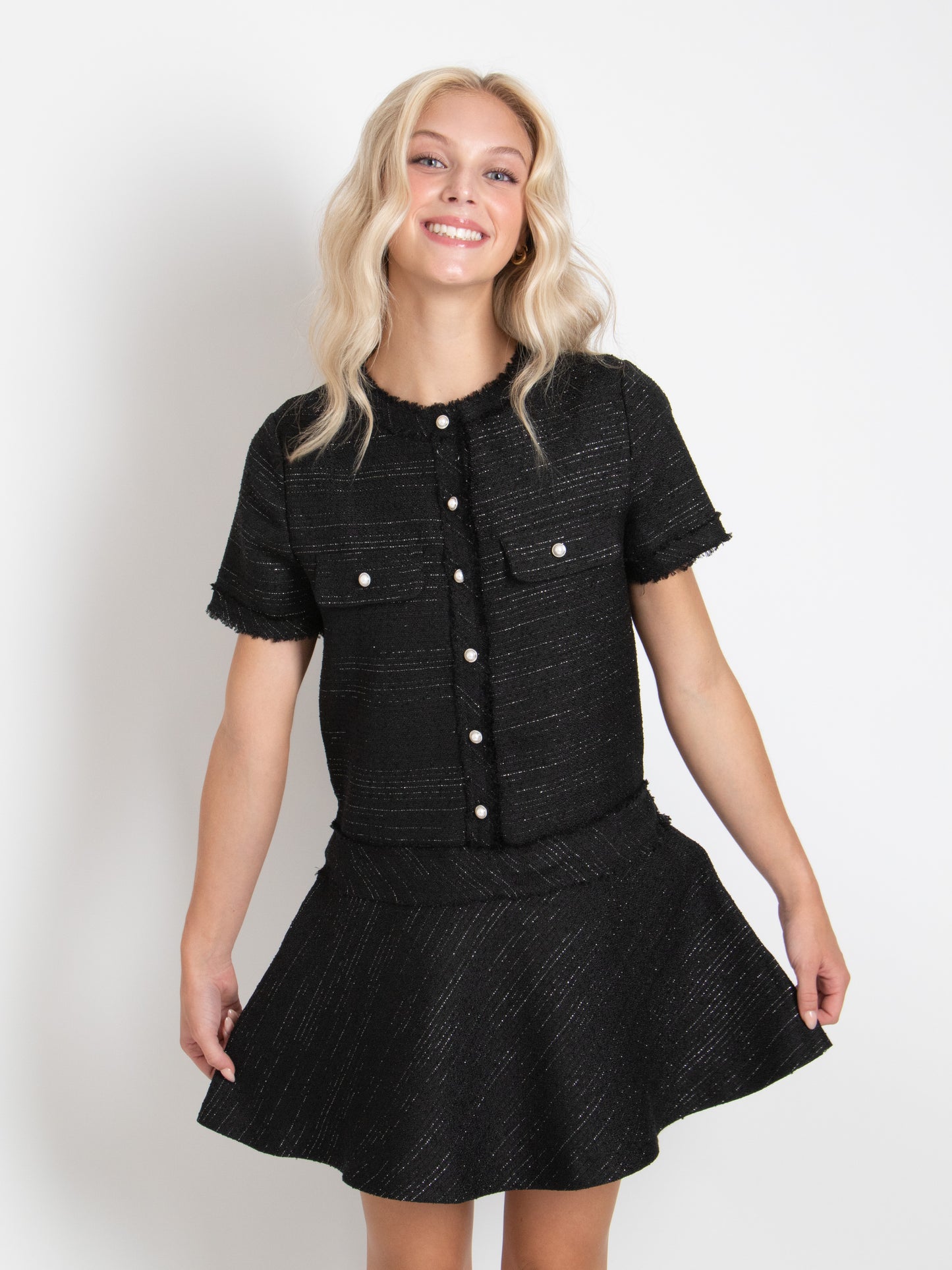 Button Tweed Dress