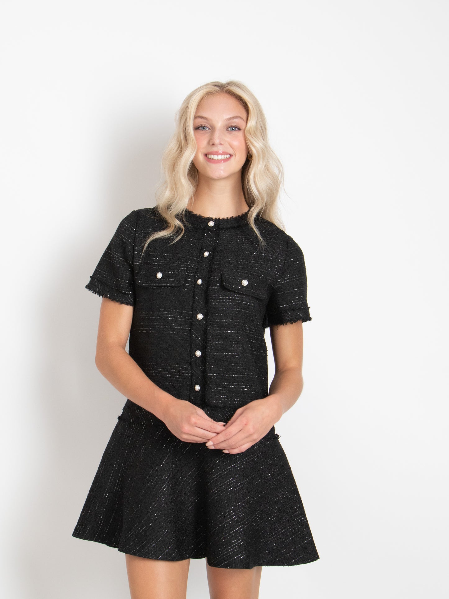 Button Tweed Dress
