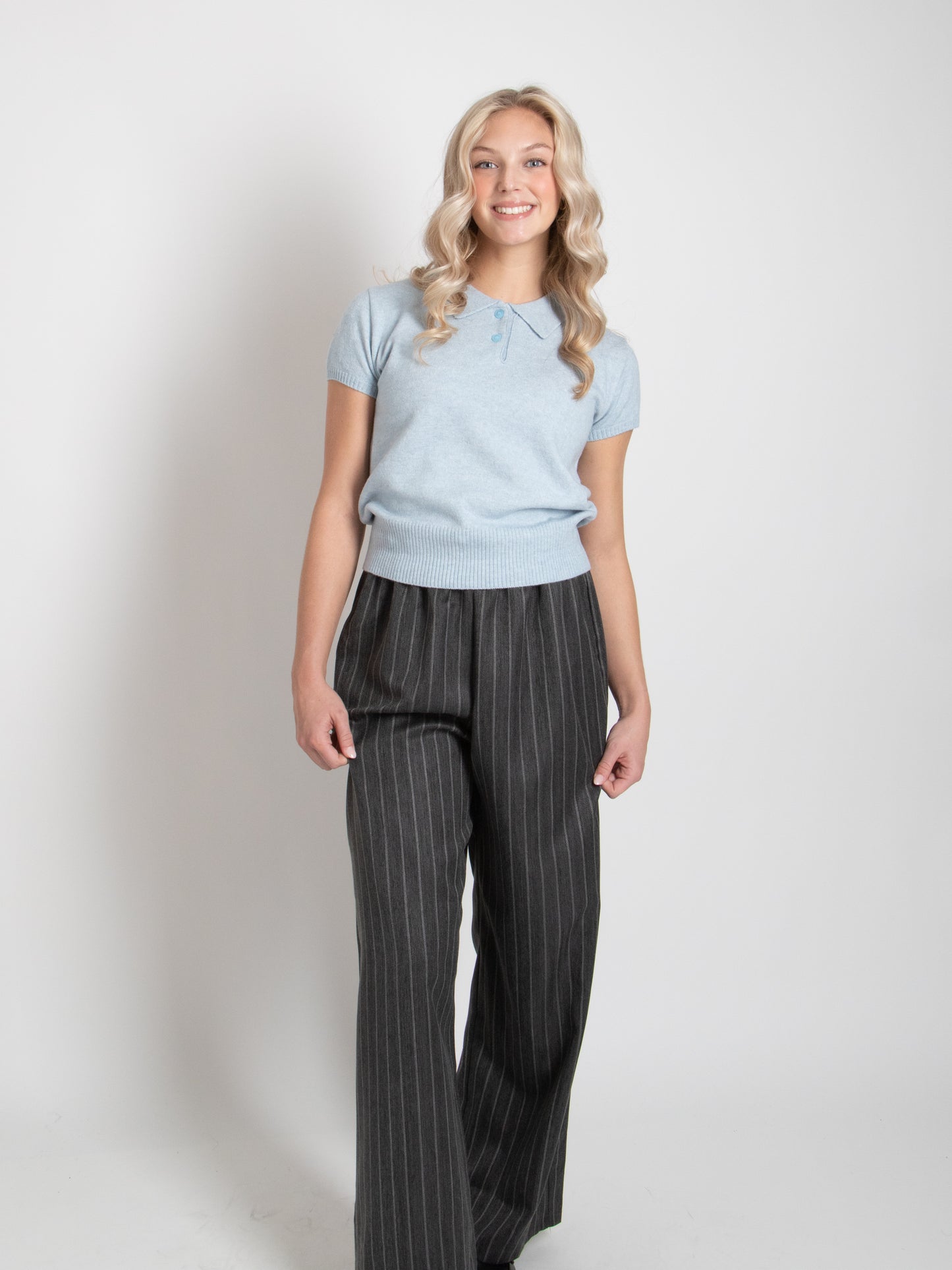 Collar Short Sleeve Knit