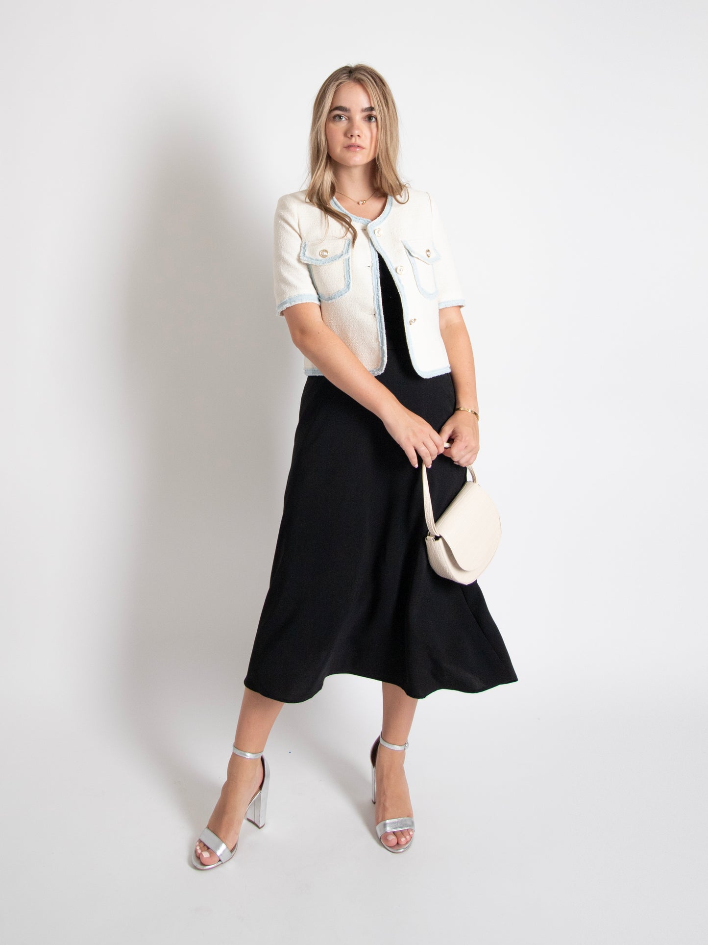 Denim Tweed Short-Sleeve Jacket