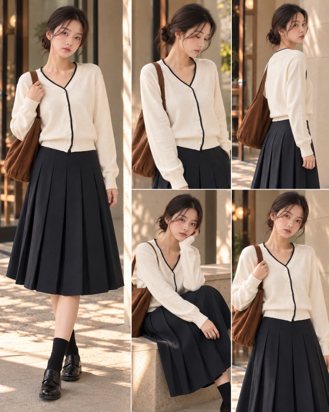IvoryCollage contrast trim cardigan