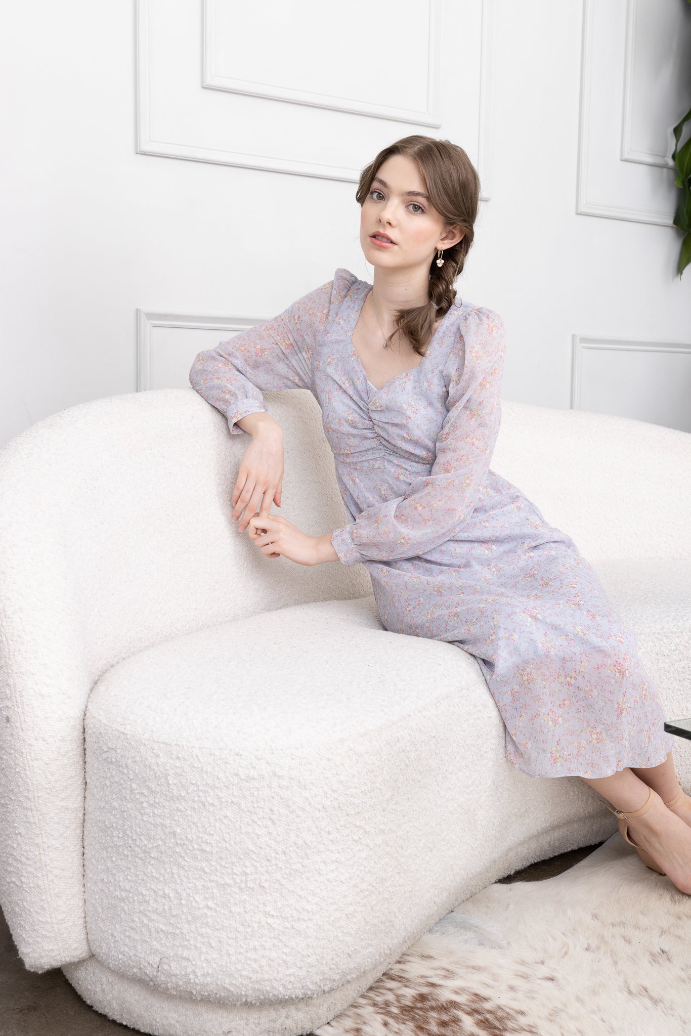 Ruched Floral Maxi Dress