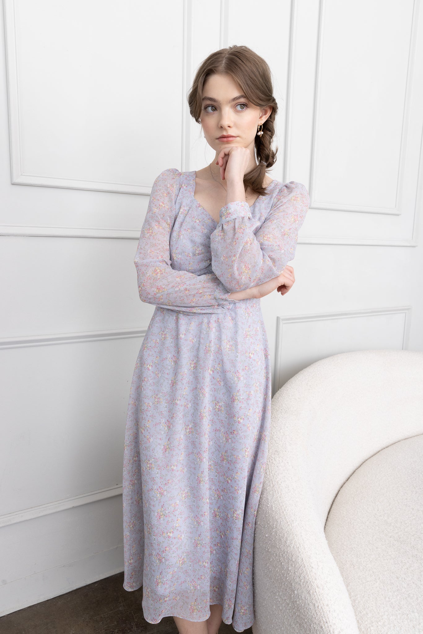 Ruched Floral Maxi Dress
