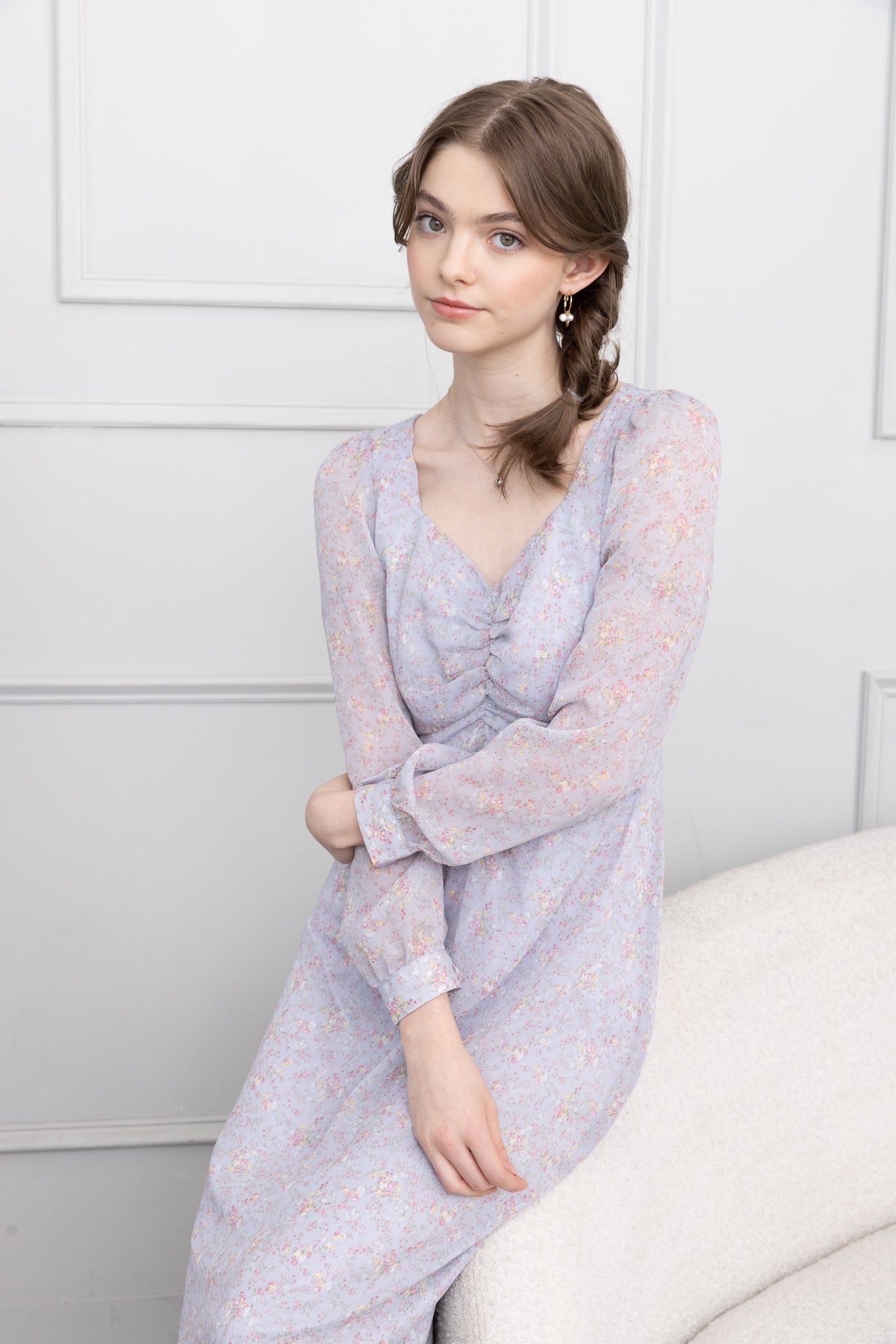 Ruched Floral Maxi Dress