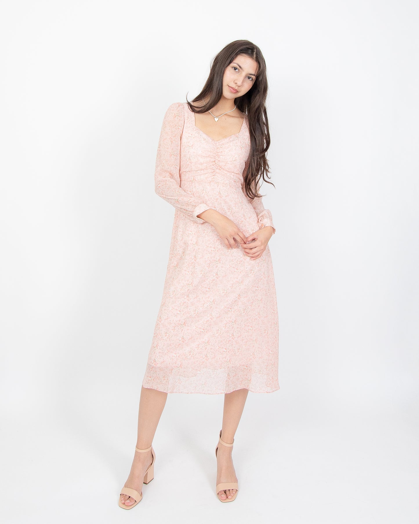 Ruched Floral Maxi Dress