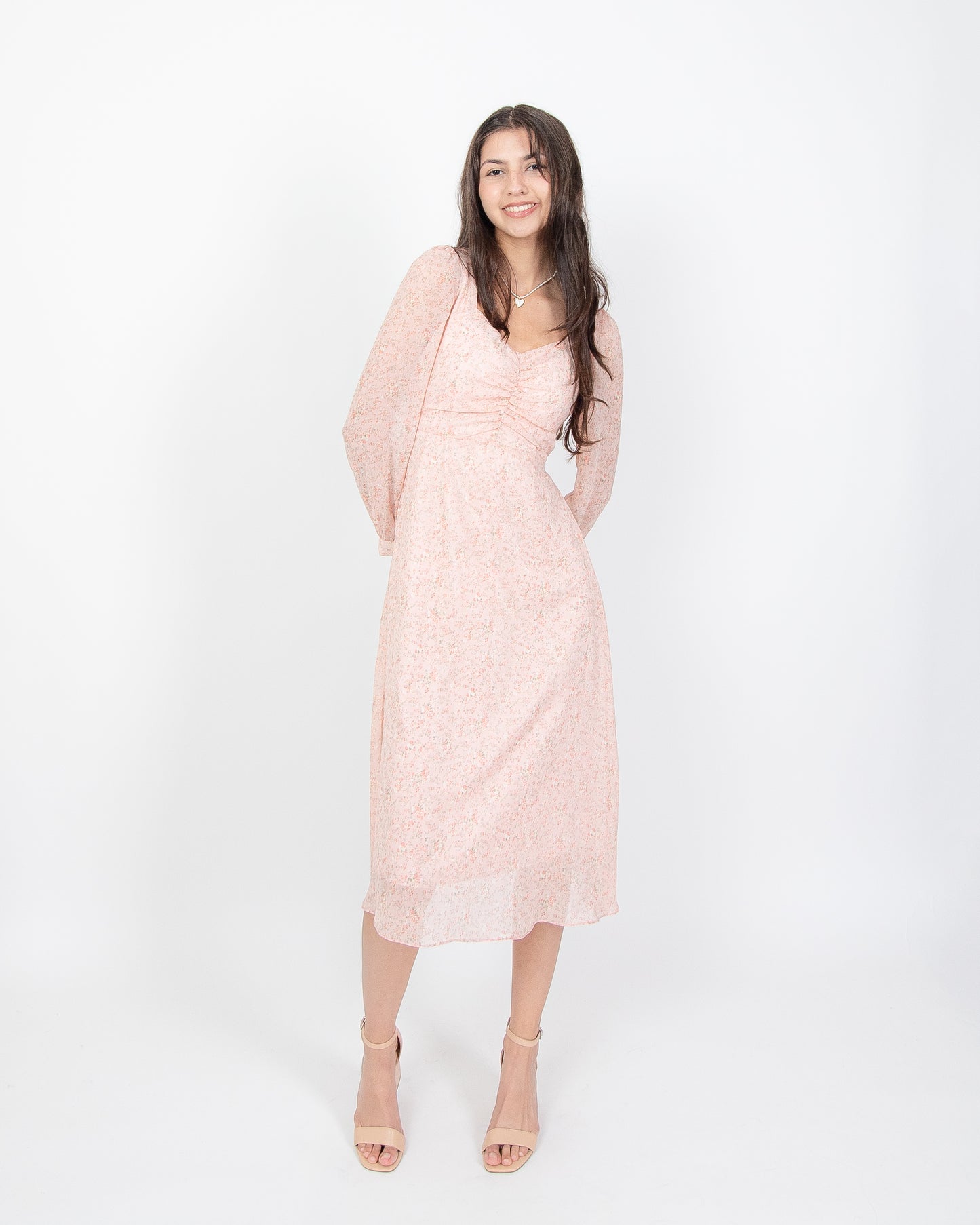 Ruched Floral Maxi Dress