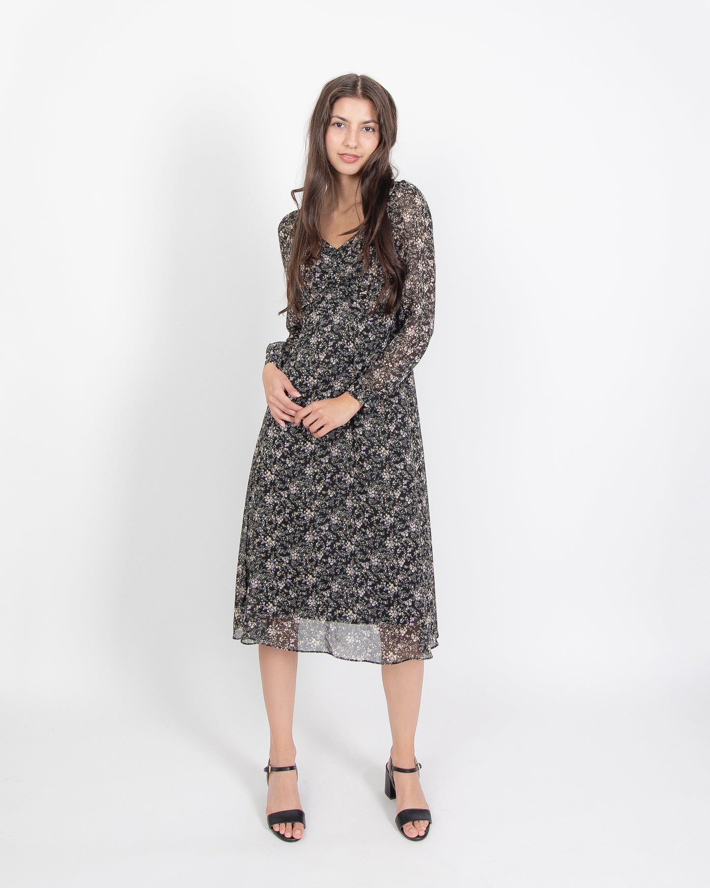Ruched Floral Maxi Dress