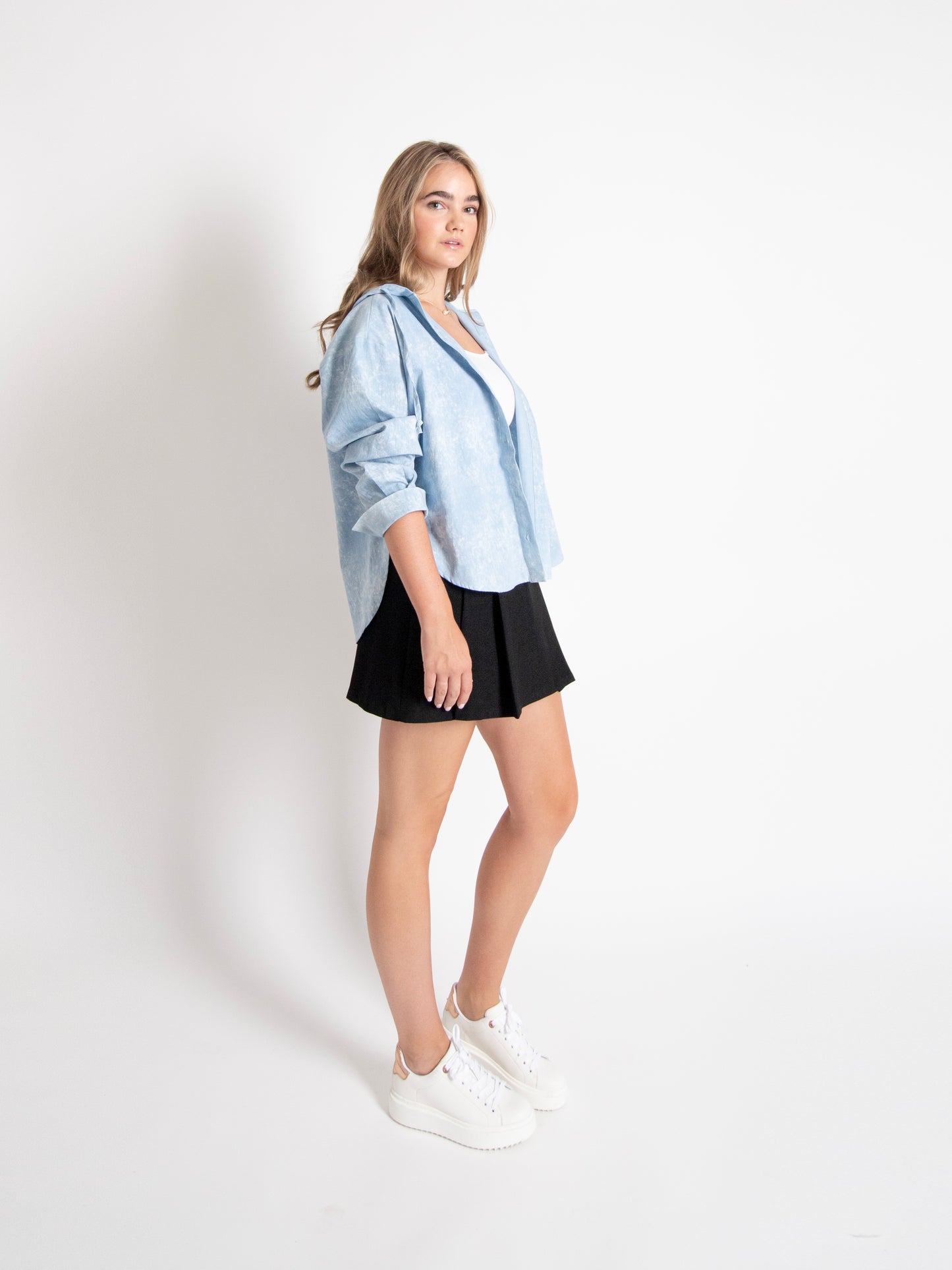Denim Hooded Shirt