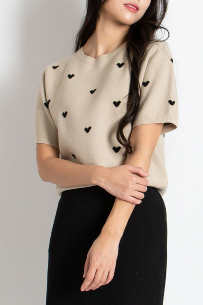 Heart Short Sleeve Knit