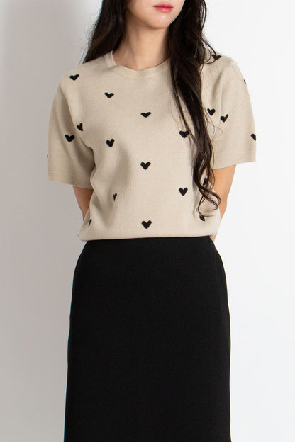 Heart Short Sleeve Knit