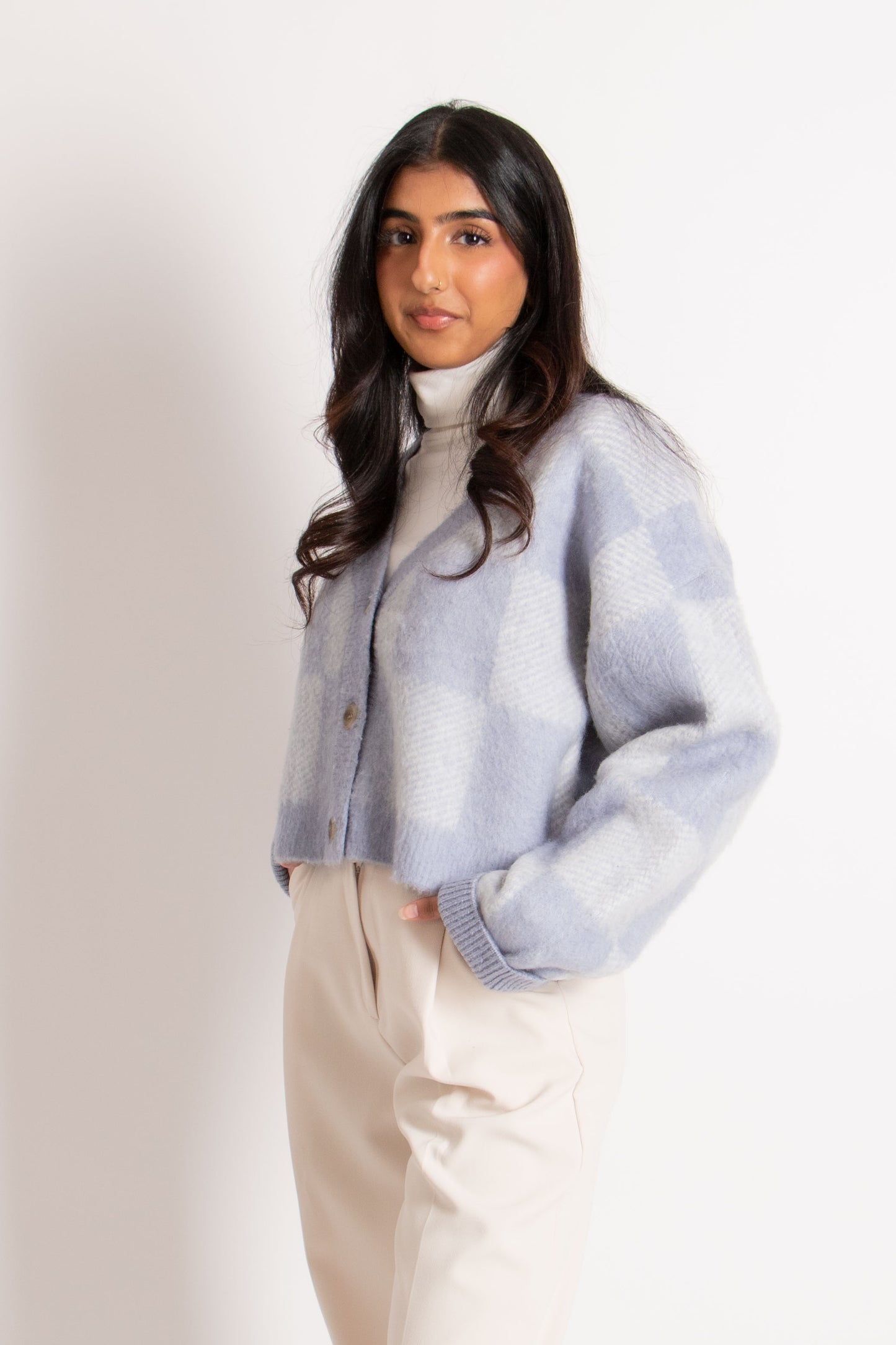 Check Knit Cardigan