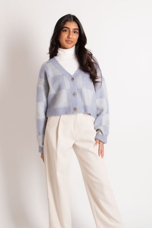 Check Knit Cardigan
