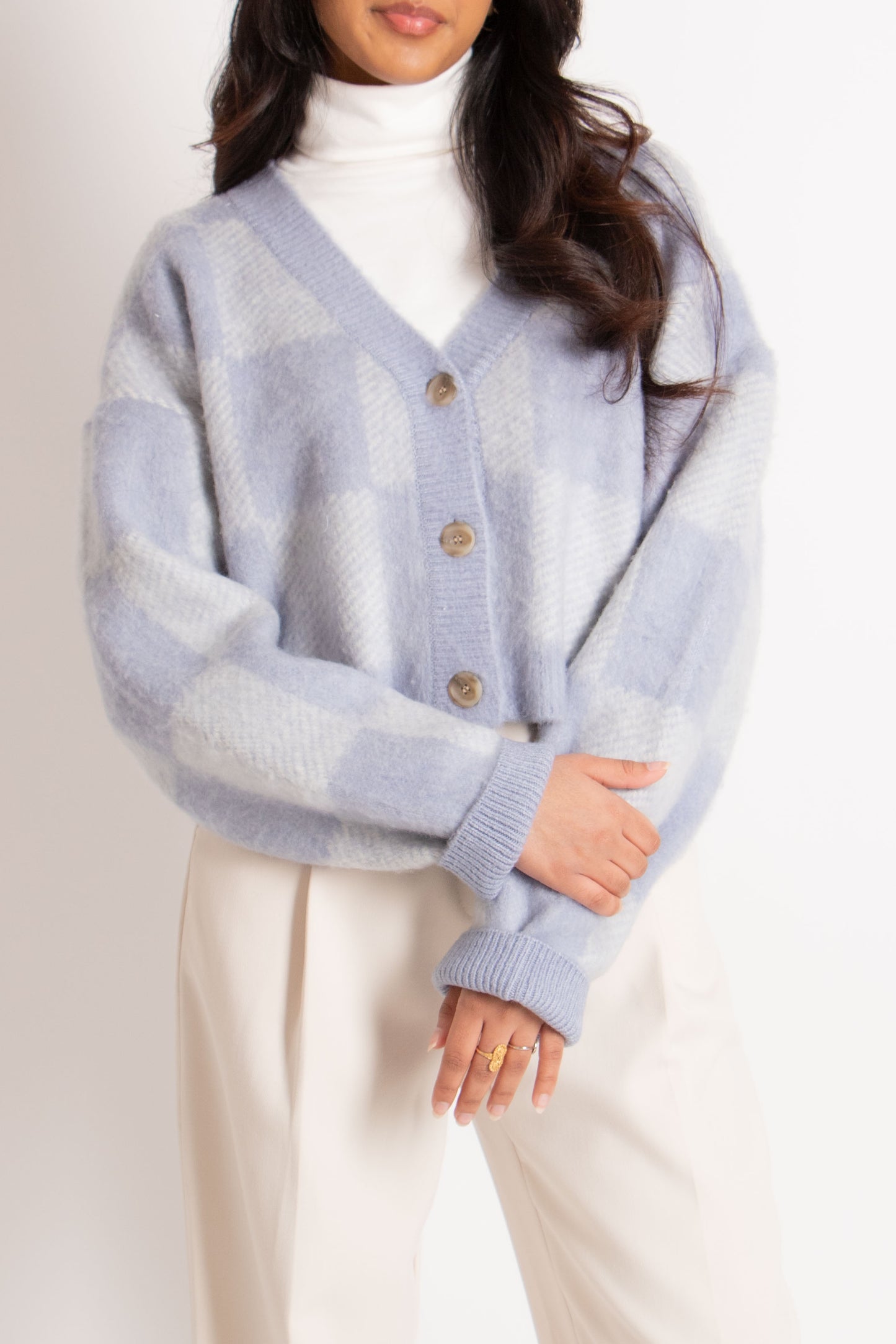 Check Knit Cardigan