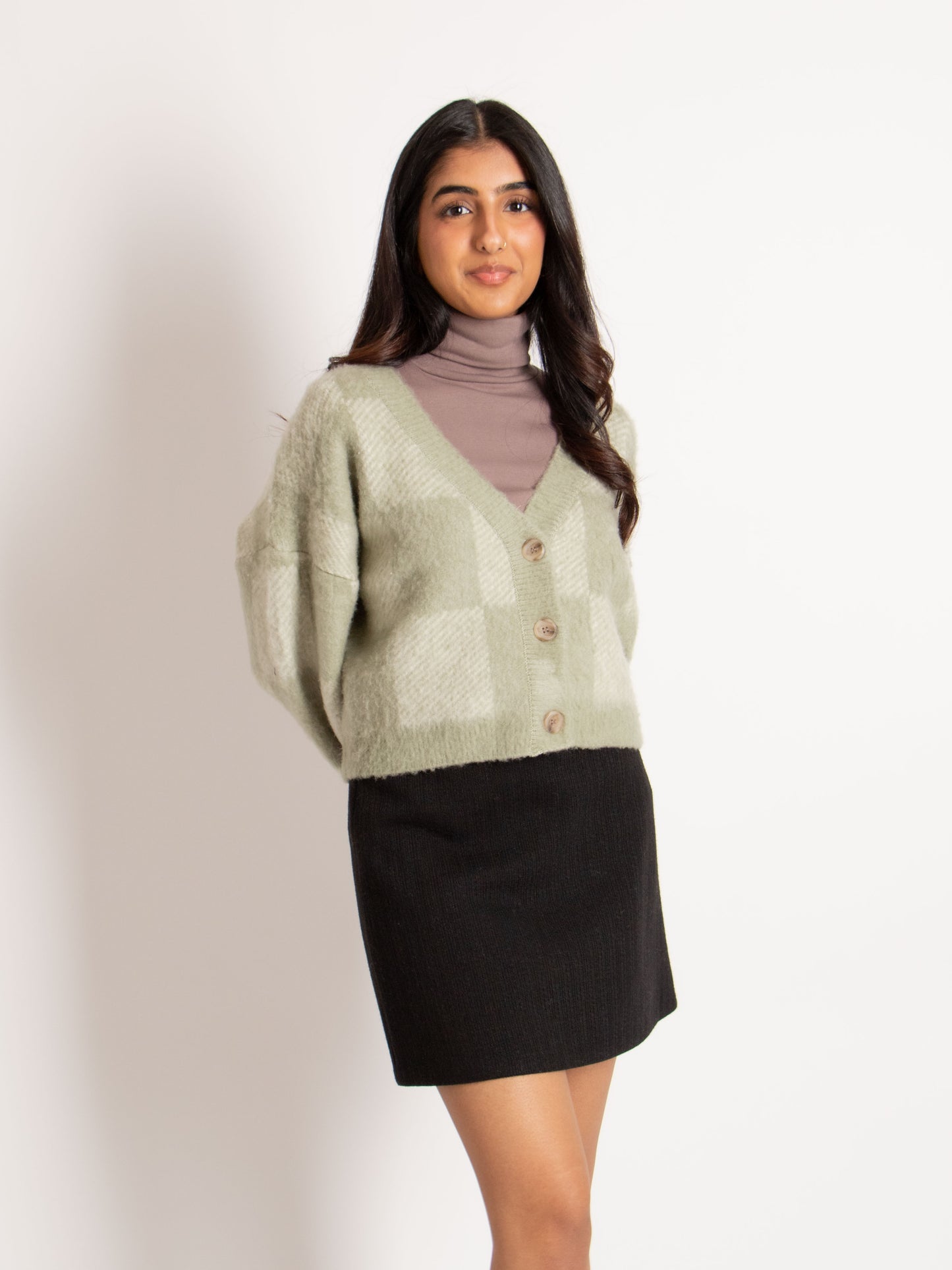 Check Knit Cardigan