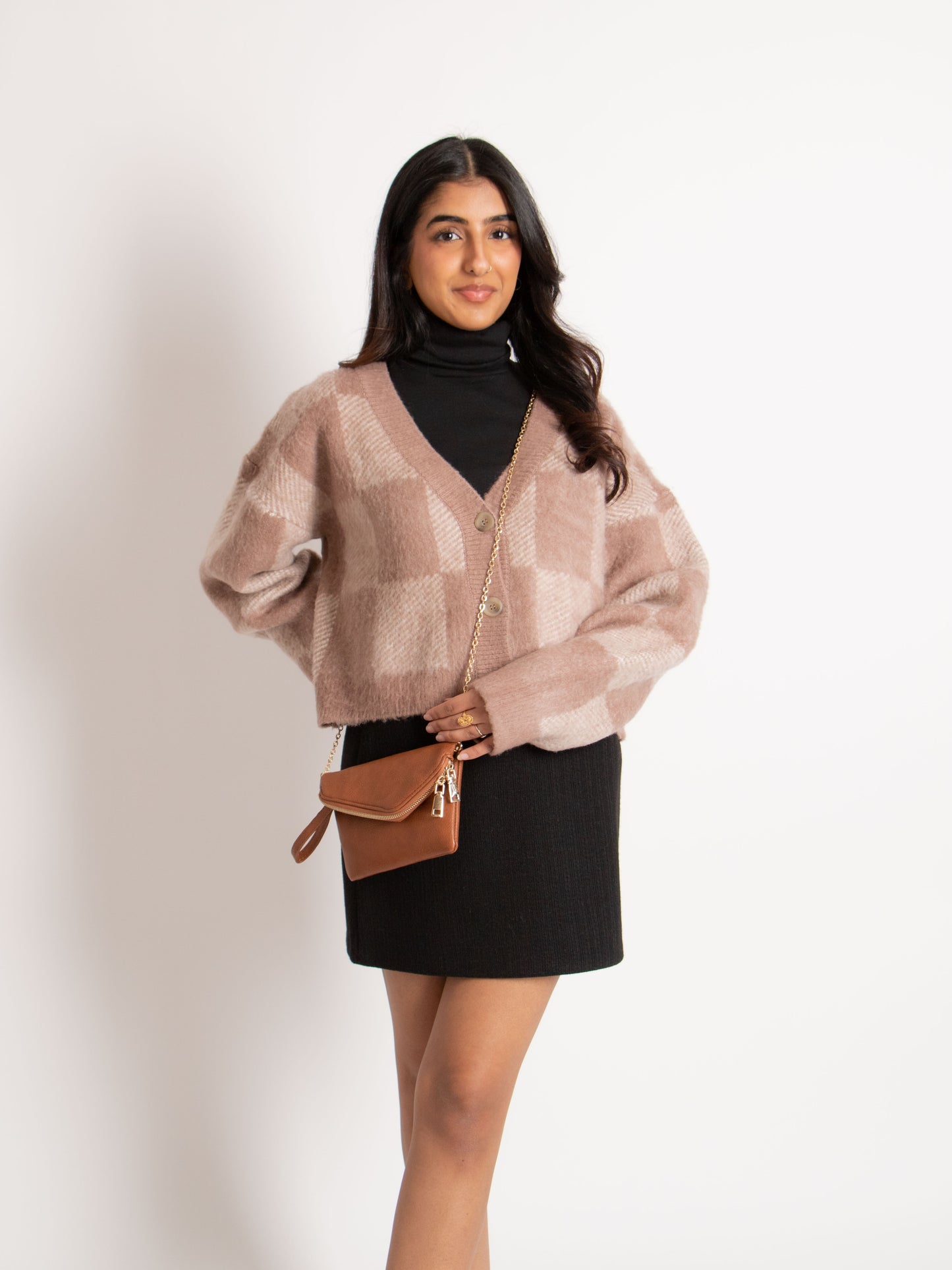 Check Knit Cardigan