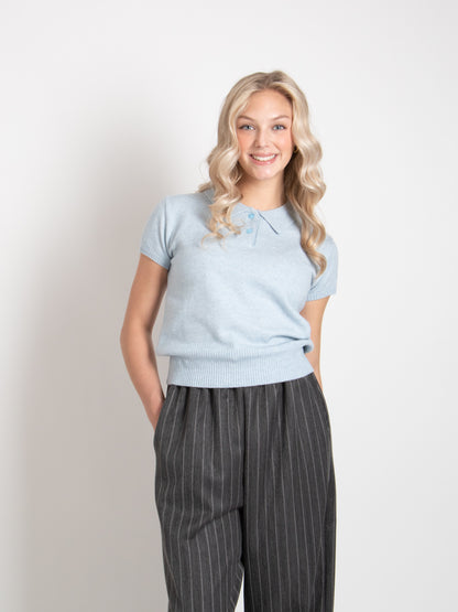 Collar Short Sleeve Knit