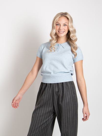 Collar Short Sleeve Knit