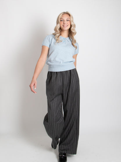 Collar Short Sleeve Knit