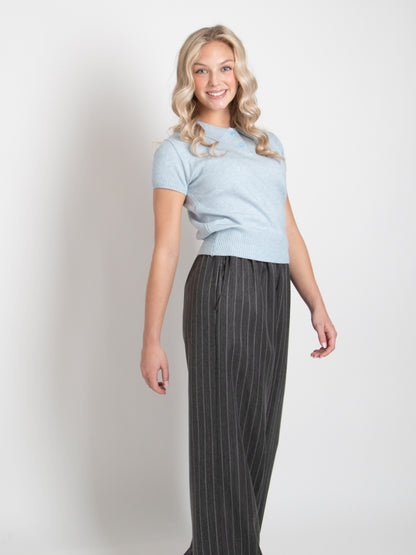 Collar Short Sleeve Knit