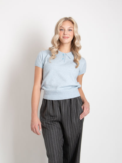 Collar Short Sleeve Knit