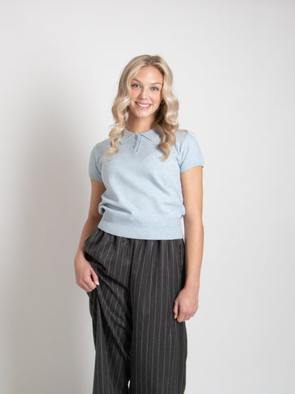 Collar Short Sleeve Knit