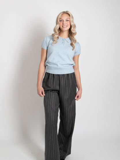 Collar Short Sleeve Knit