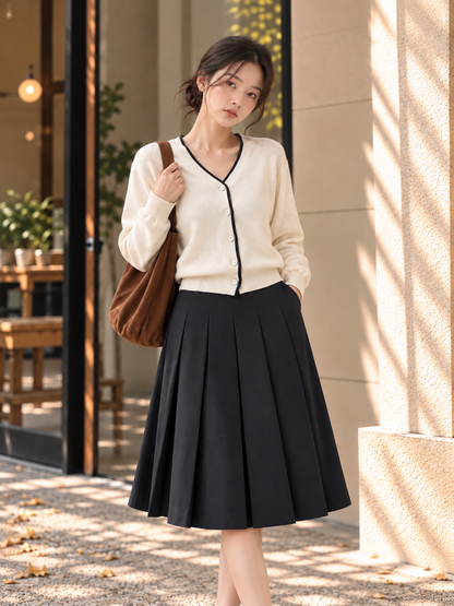 Ivory contrast trim cardigan