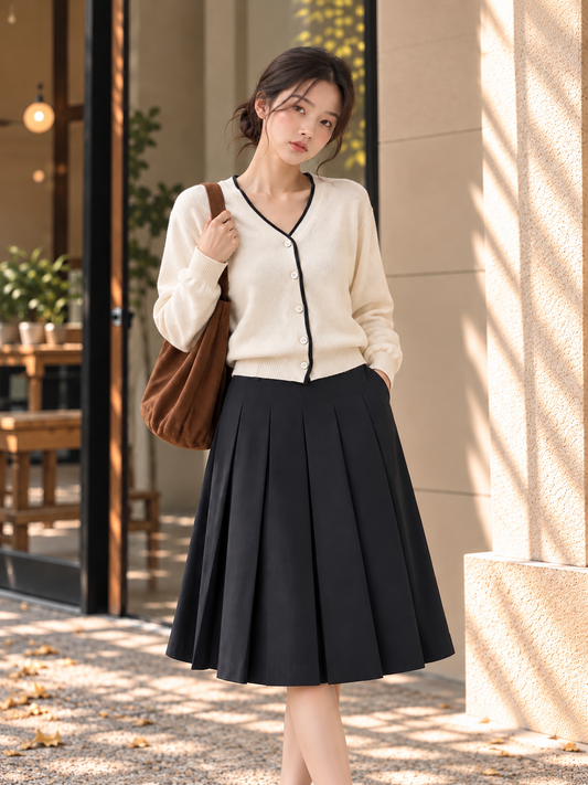 Ivory contrast trim cardigan