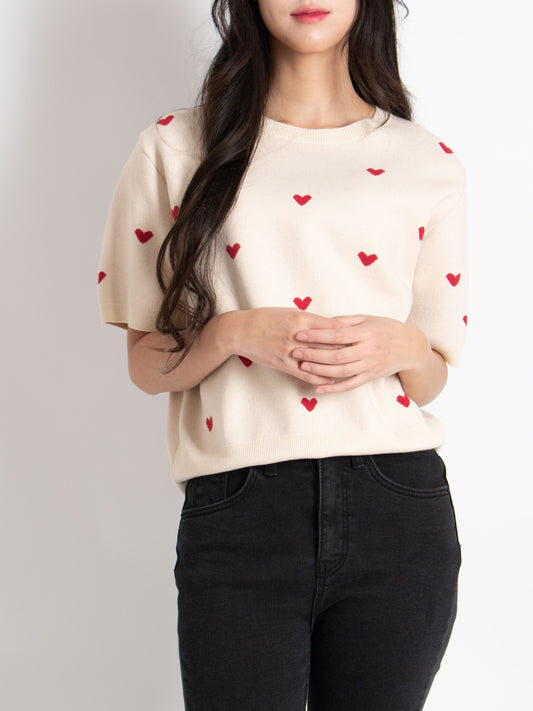 Heart Short Sleeve Knit